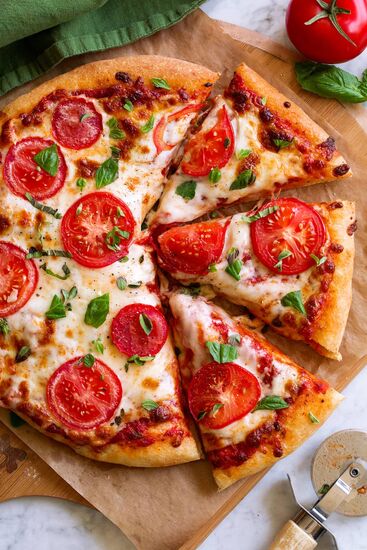 Pizzas with tomato sauce based